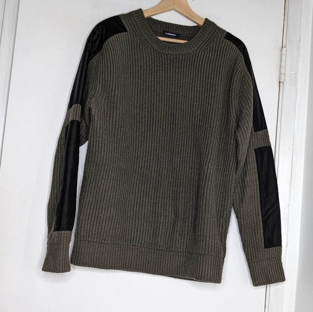 J. Lindeberg Chunky Knit Sweater w/ Shoulder and Arm Patches